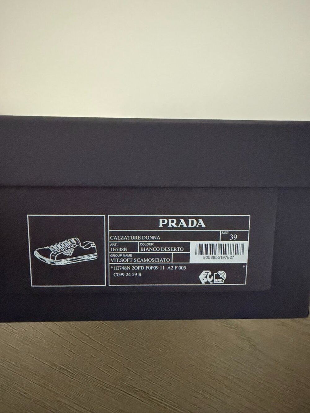 PRADA Calzature Donna Women's White/Tan Sneakers - Size 9 (39) - NEW! - Picture 10 of 14